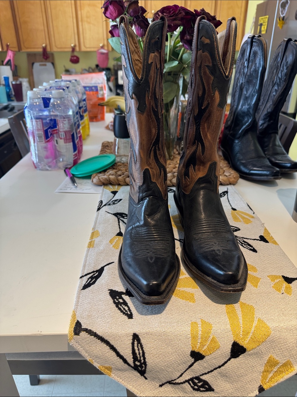 Ladies OLD WEST BLACK AND BROWN COWBOY BOOTS